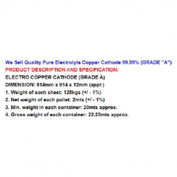 Copper cathodes for sale from New Zealand